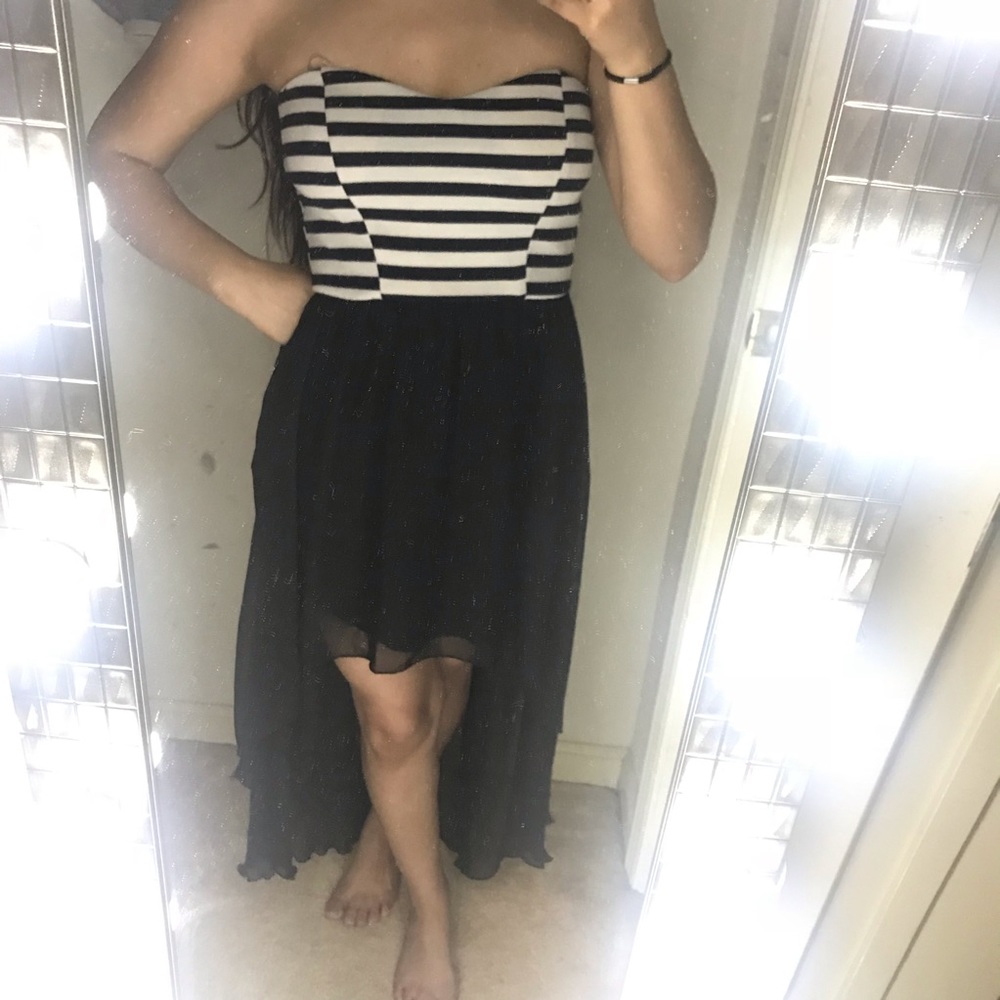 Strapless hi-low dress